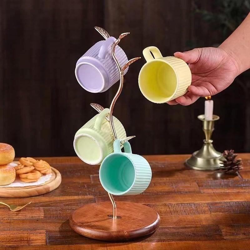 NBUOON Leaf Shaped Coffee Tea Cup Mug Holder Stand for Countertop, Perfect Coffee Bar Accessory & Kitchen Home Organizer Gold - Image 4